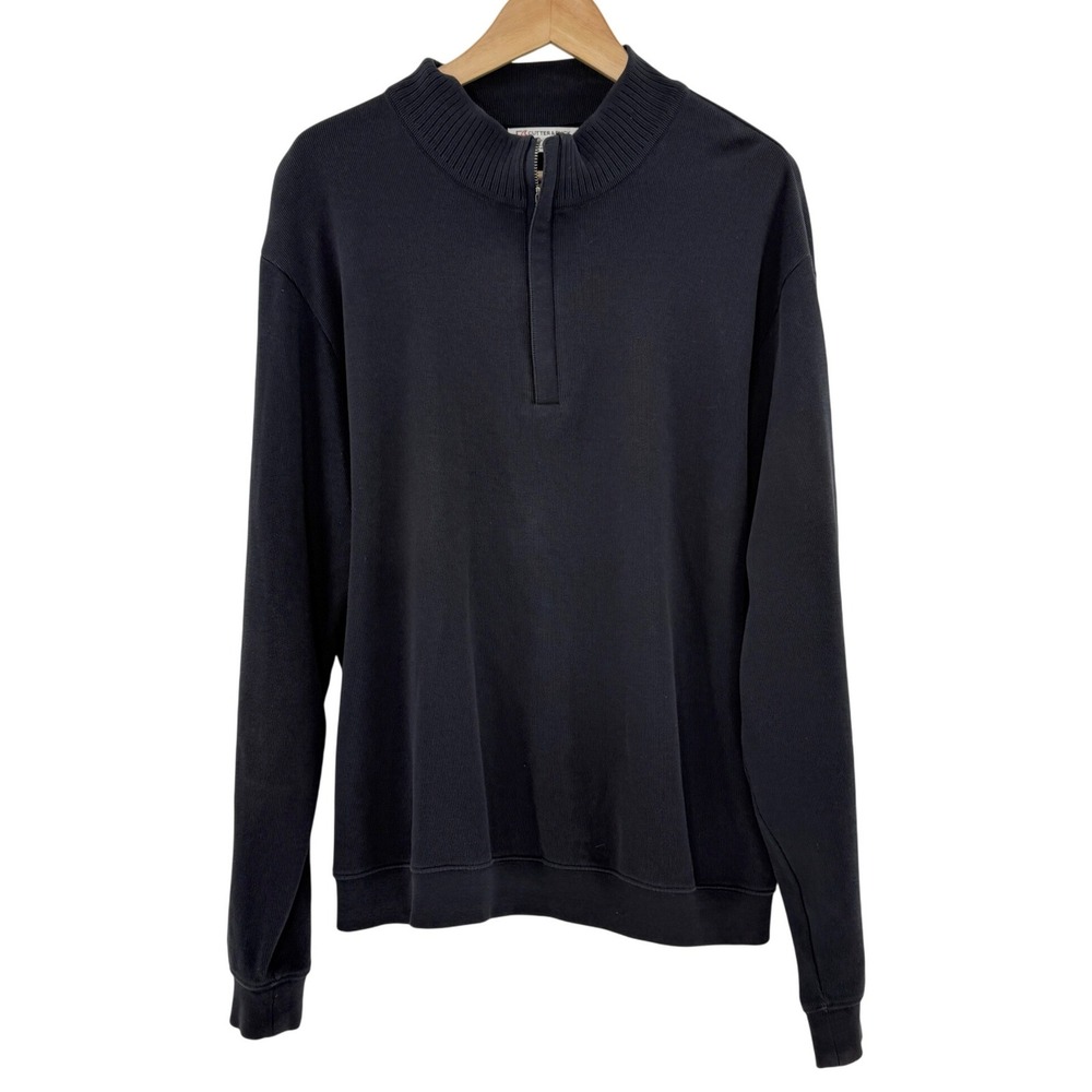 Cutter and Buck Mens Quarter Zip Pullover Sweatshirt L Black‎ Supima Casual Flaw